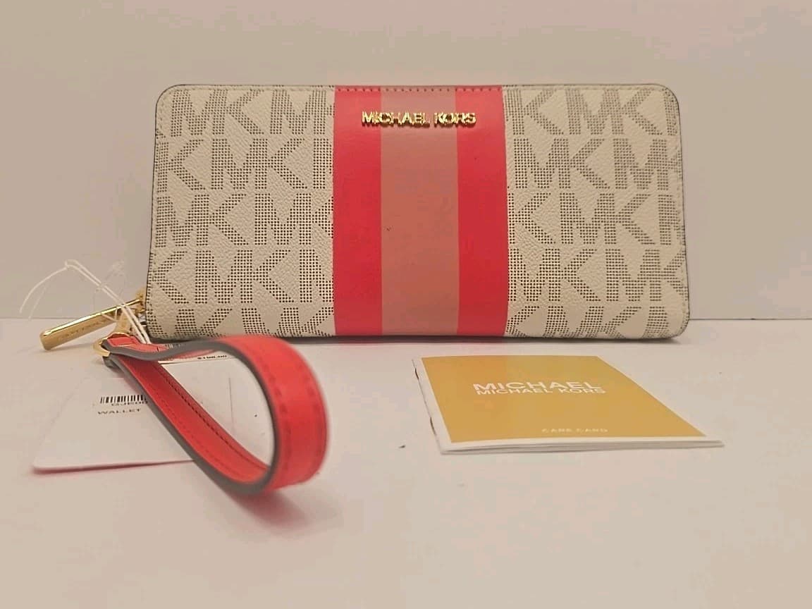 MICHAEL KORS CENTER STRIPE CONTINENTAL TRAVEL WALLET NEW WITH TAG - Image 1