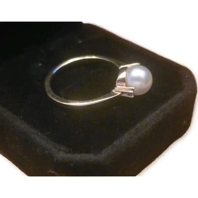 14k Yellow Gold Cultured Pearl & 2 Tanzanite Womens Trilogy Ring - Thumbnail 8