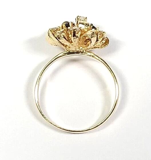 Vintage Diamond and Sapphire 14k Yellow Gold Ribbon Ring - Thumbnail 7