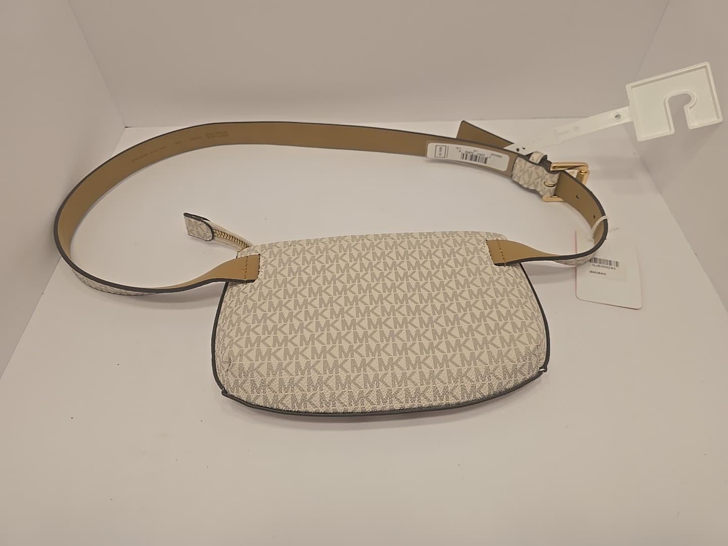 Michael Kors Adjustable Belt Bag S/M 556346 MK Signature Ivory Gold - Thumbnail 7