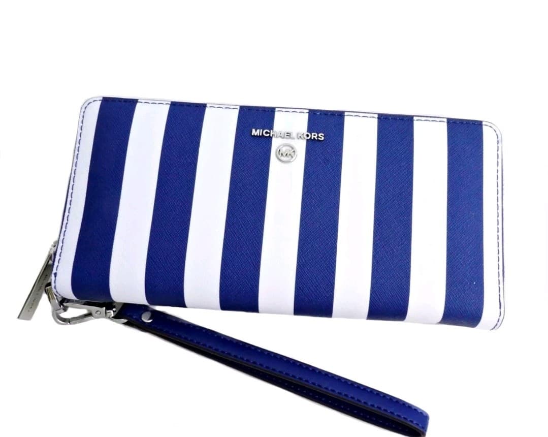 New Michael Kors Wallet Purse Coin Purse Jet Set Charm Continental Cobalt Blue - Thumbnail 9