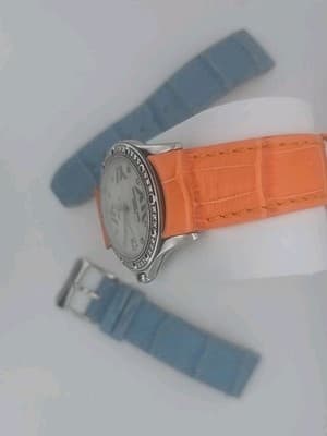 Geneva Raymond Weil, Diamond Bezel, Pearl Dial, Orange & Blue Straps Watch - Thumbnail 8