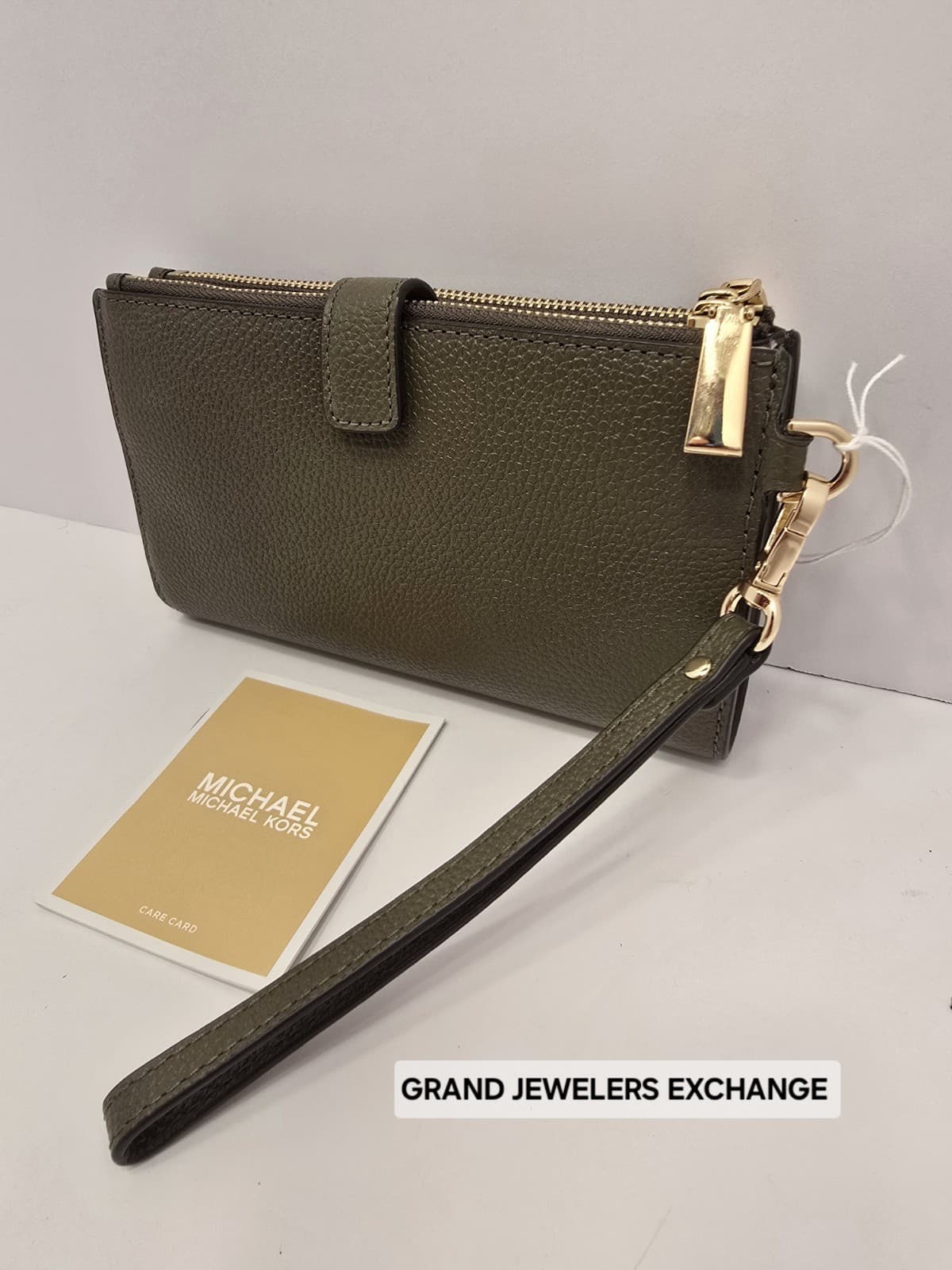 Michael Kors Jet Set Travel Double-Zip Wristlet Green Leather NEW NEW NEW - Thumbnail 3