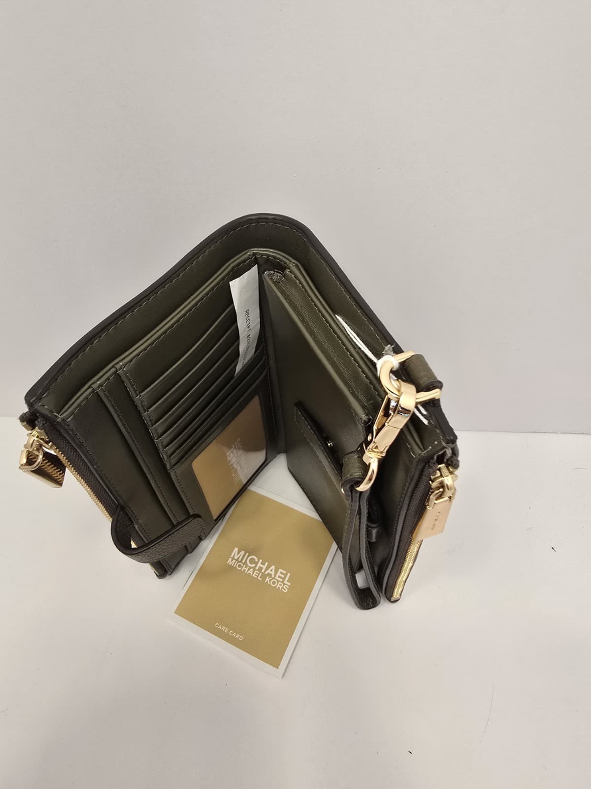 Michael Kors Jet Set Travel Double-Zip Wristlet Green Leather NEW NEW NEW - Thumbnail 6