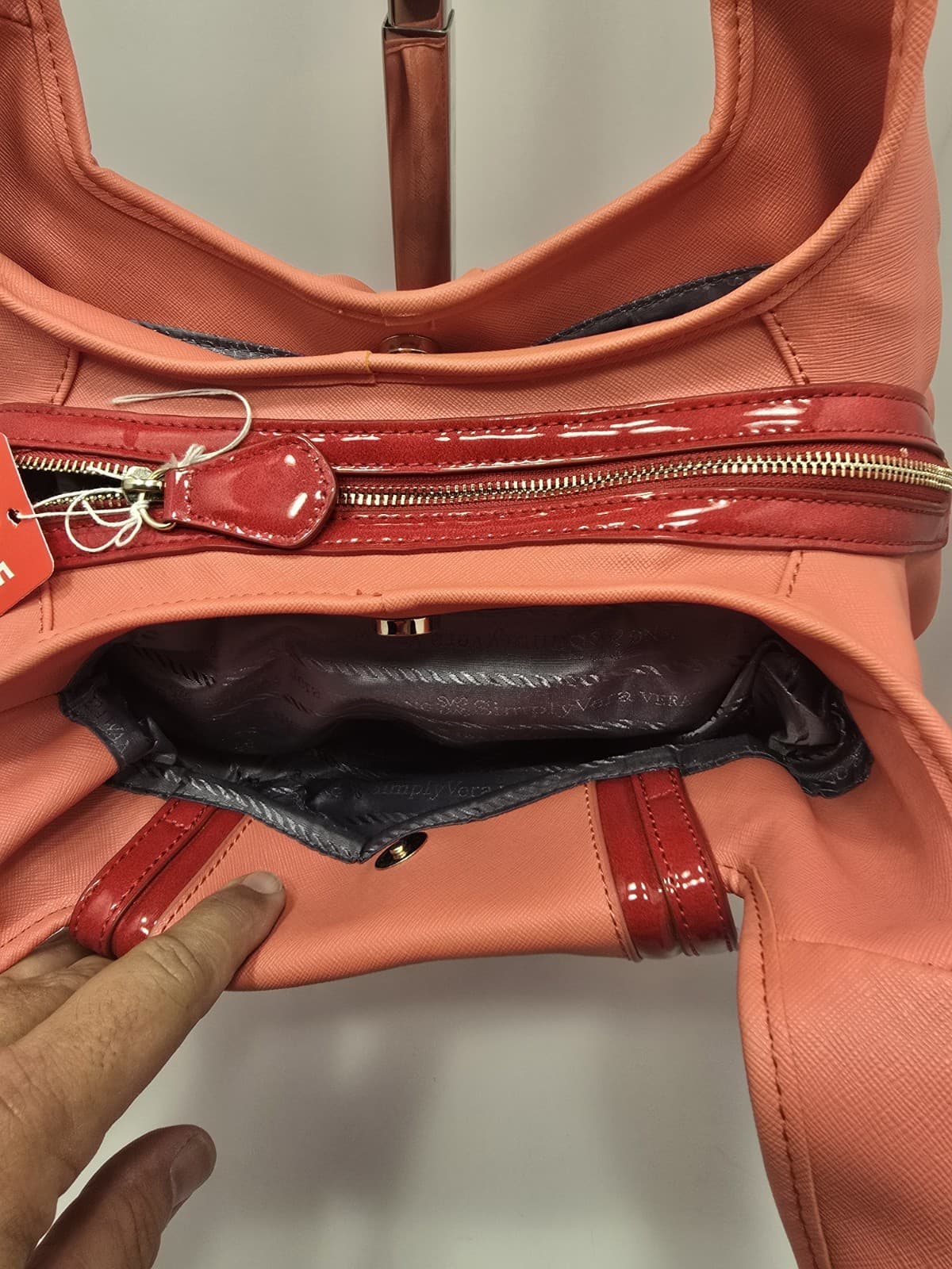 Vera Wang Side kick ORANGE Shoulder bag Purse Slouchy HOBO Salmon - Thumbnail 13