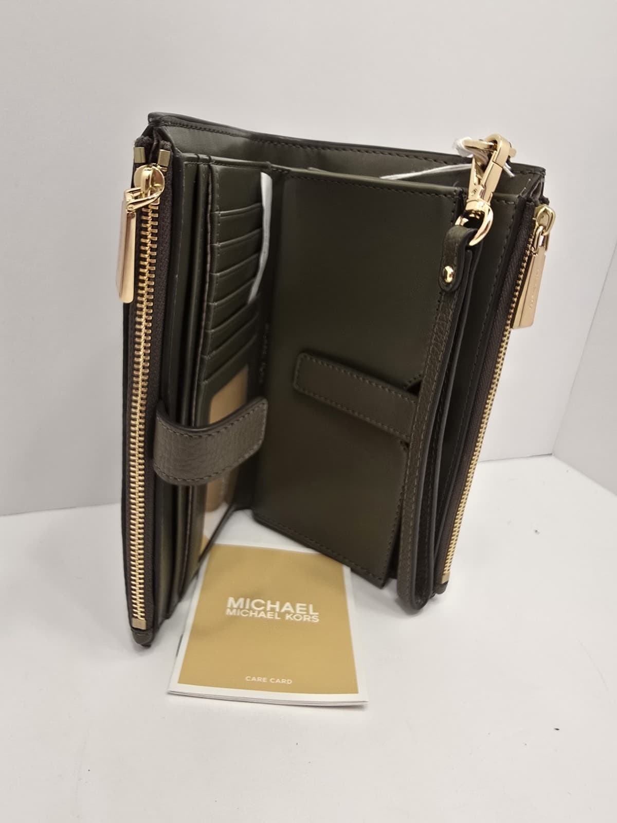 Michael Kors Jet Set Travel Double-Zip Wristlet Green Leather NEW NEW NEW - Thumbnail 7