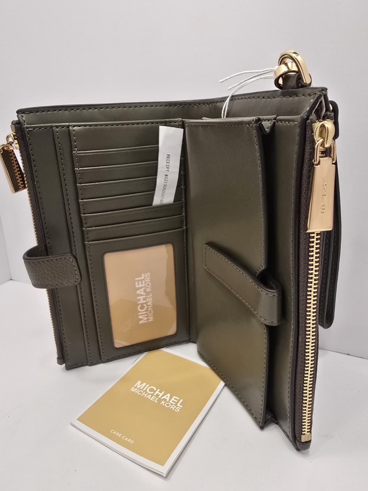 Michael Kors Jet Set Travel Double-Zip Wristlet Green Leather NEW NEW NEW - Thumbnail 10
