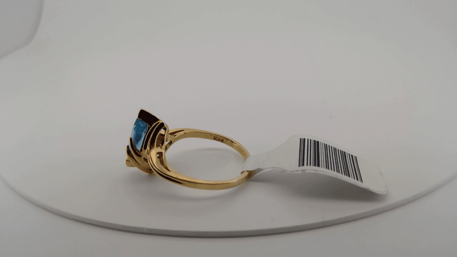 Blue Topaz Lady's Stone Ring 10K Yellow Gold 1.82g Size:6 - Thumbnail 6