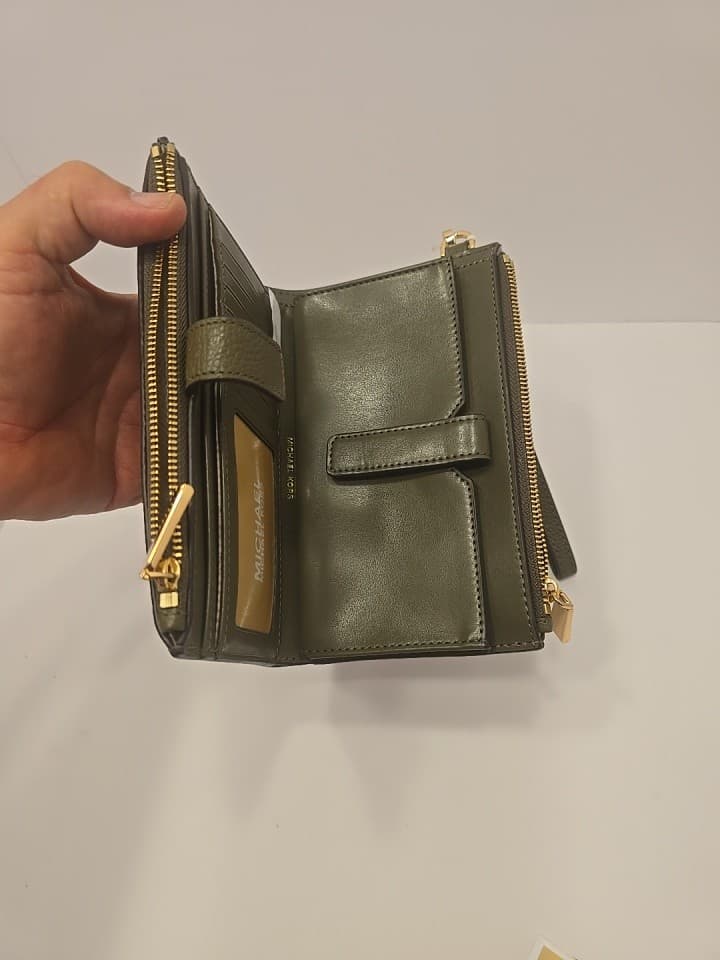 Michael Kors Jet Set Travel Double-Zip Wristlet Green Leather NEW NEW NEW - Thumbnail 19