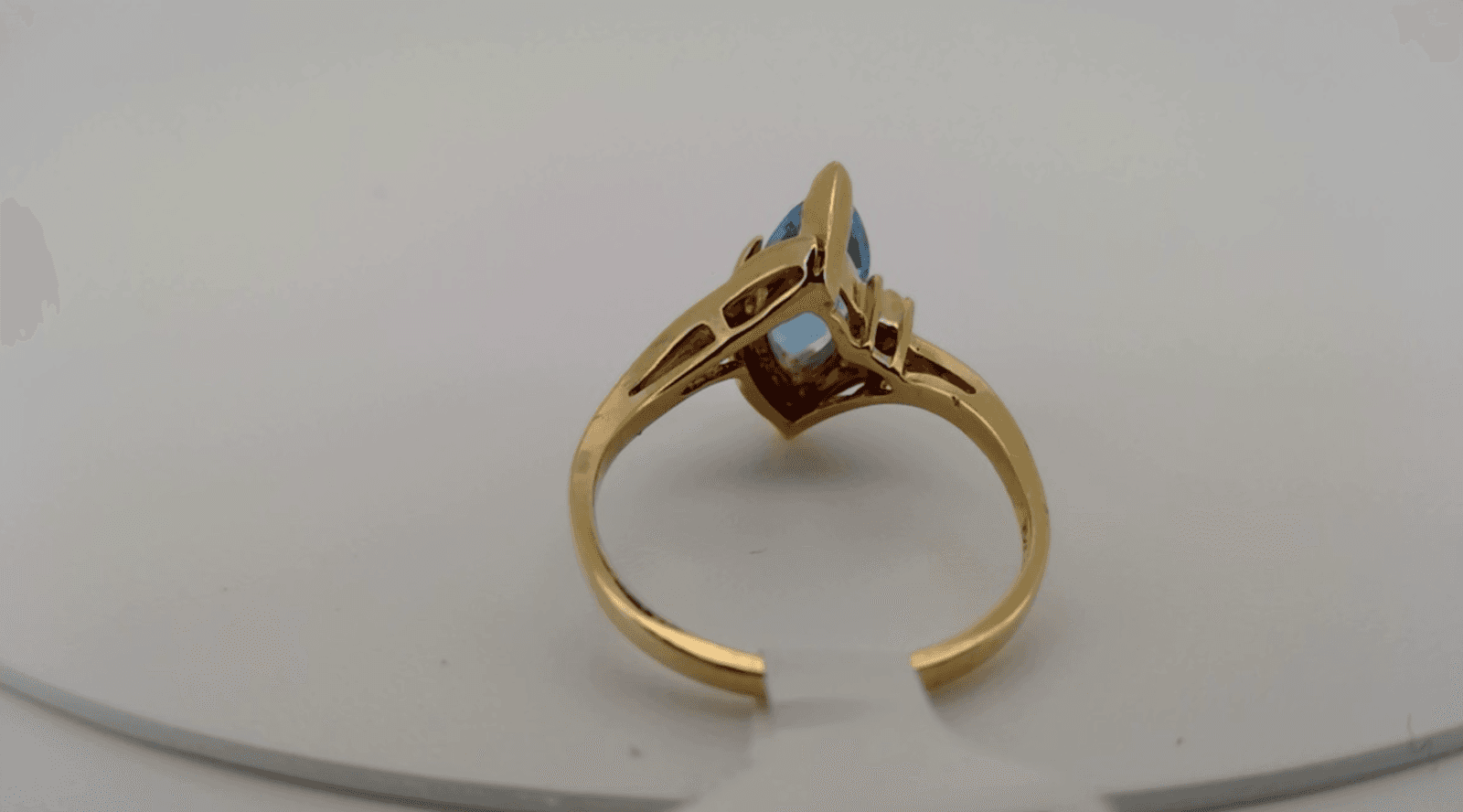 Blue Topaz Lady's Stone Ring 10K Yellow Gold 1.82g Size:6 - Thumbnail 8