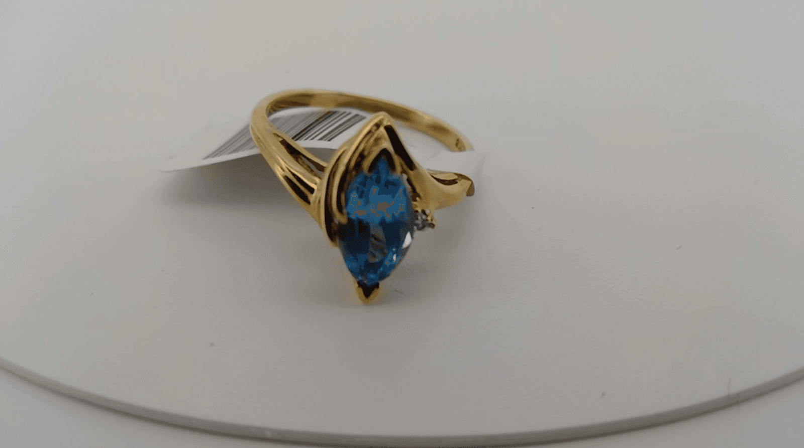 Blue Topaz Lady's Stone Ring 10K Yellow Gold 1.82g Size:6 - Thumbnail 5
