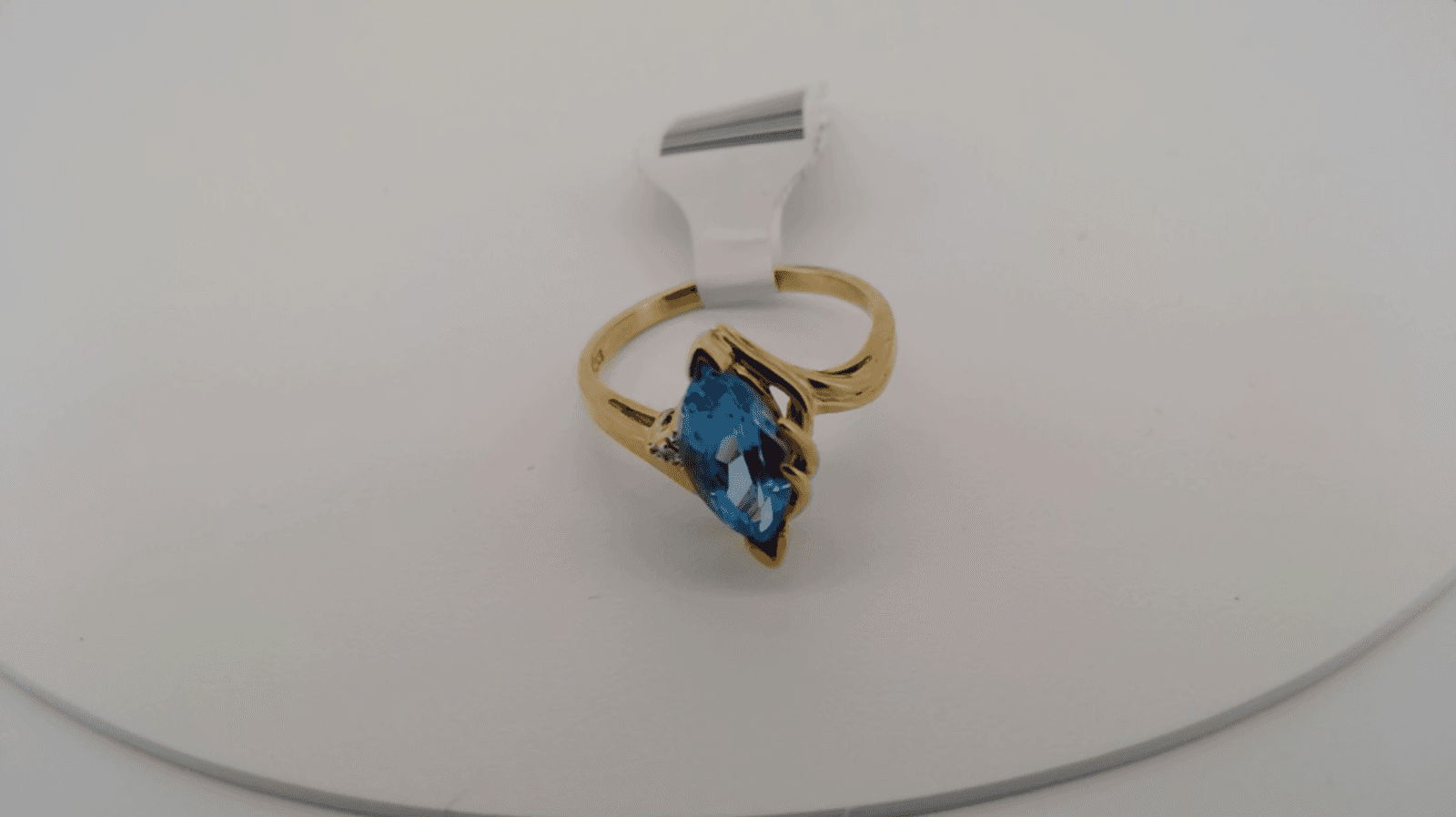 Blue Topaz Lady's Stone Ring 10K Yellow Gold 1.82g Size:6 - Thumbnail 10