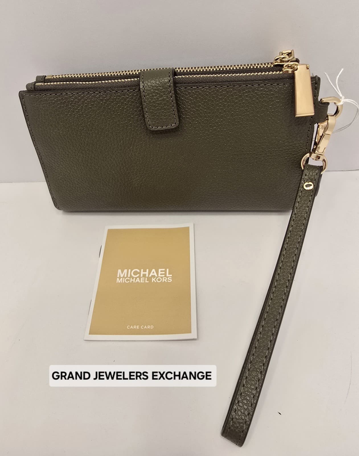 Michael Kors Jet Set Travel Double-Zip Wristlet Green Leather NEW NEW NEW - Thumbnail 2