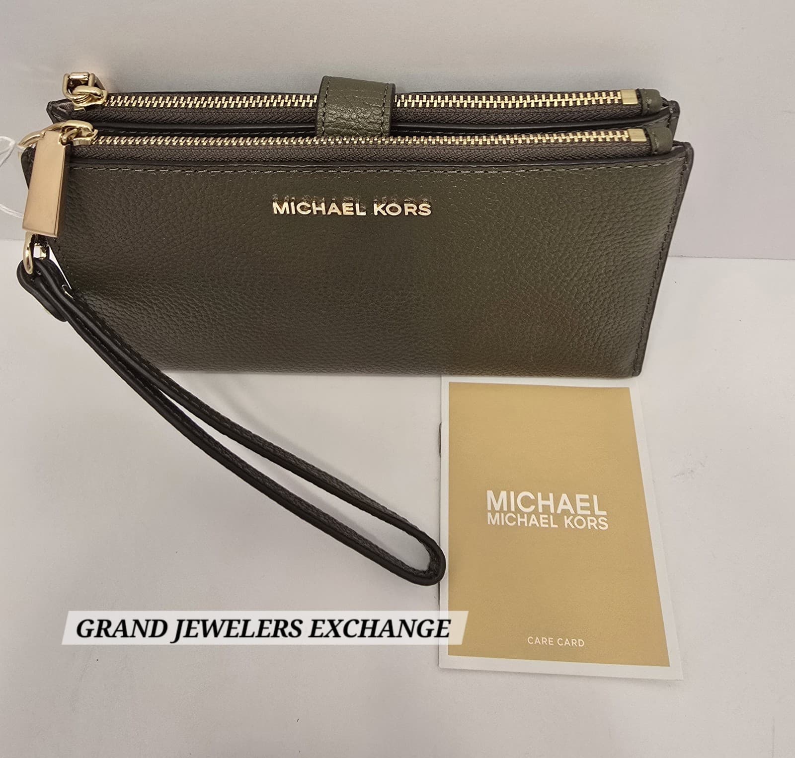 Michael Kors Jet Set Travel Double-Zip Wristlet Green Leather NEW NEW NEW - Image 1