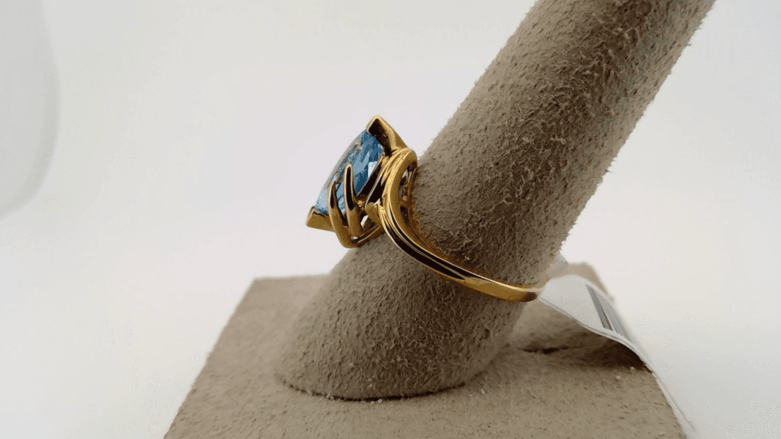 Blue Topaz Lady's Stone Ring 10K Yellow Gold 1.82g Size:6 - Thumbnail 2