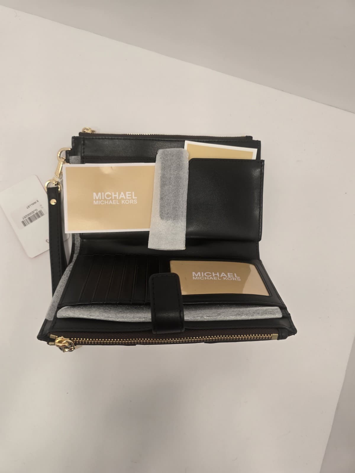 MICHAEL KORS Jet Set Double Zip Phone Wristlet Striped Pony Hair Brown MK Print - Thumbnail 3