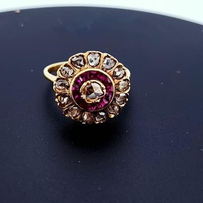 Vintage Ruby Unisex Stone & Diamond Ring 13 Diamonds 1.53 Carat T.W. (GJE003211) - Thumbnail 10