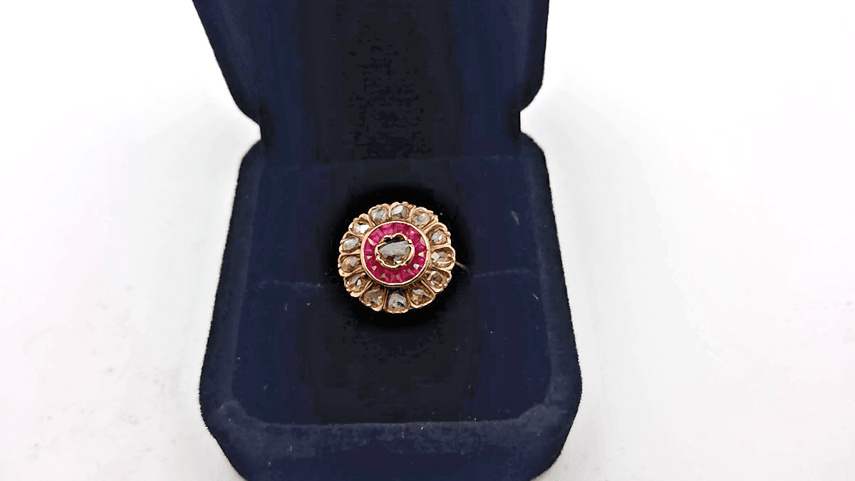 Vintage Ruby Unisex Stone & Diamond Ring 13 Diamonds 1.53 Carat T.W. (GJE003211) - Image 1