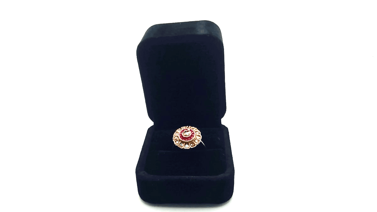 Vintage Ruby Unisex Stone & Diamond Ring 13 Diamonds 1.53 Carat T.W. (GJE003211) - Thumbnail 2