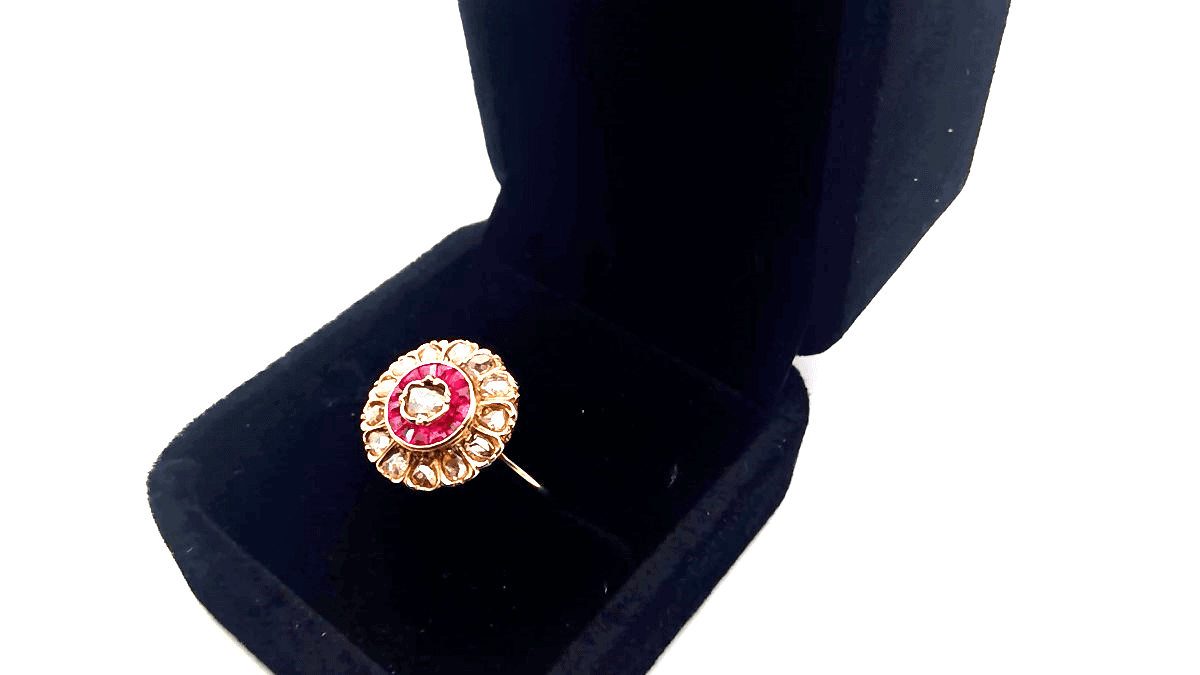 Vintage Ruby Unisex Stone & Diamond Ring 13 Diamonds 1.53 Carat T.W. (GJE003211) - Thumbnail 3