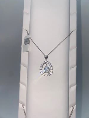 GOLD COAST Synthetic Quartz Stone Necklace 925 Silver 4.8g (I-200) - Thumbnail 2