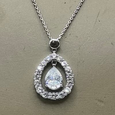 GOLD COAST Synthetic Quartz Stone Necklace 925 Silver 4.8g (I-200) - Thumbnail 6