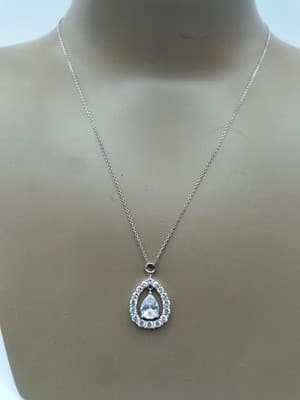 GOLD COAST Synthetic Quartz Stone Necklace 925 Silver 4.8g (I-200) - Thumbnail 8