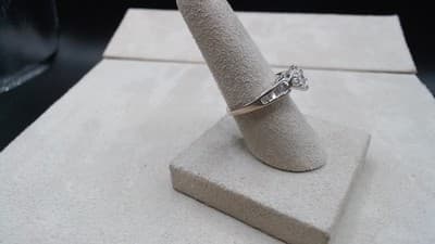 Lady's Diamond Engagement Ring 15 Diamonds .68 Carat T.W. 14K White Gold 3 (8-4) - Thumbnail 2