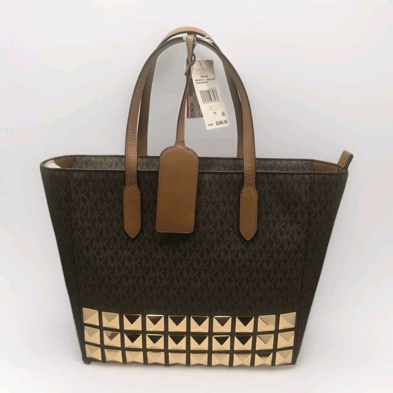 NEW MICHAEL Kors Sinclair Large Studded Logo Tote Brown/Acorn MSRP $398 - Thumbnail 9