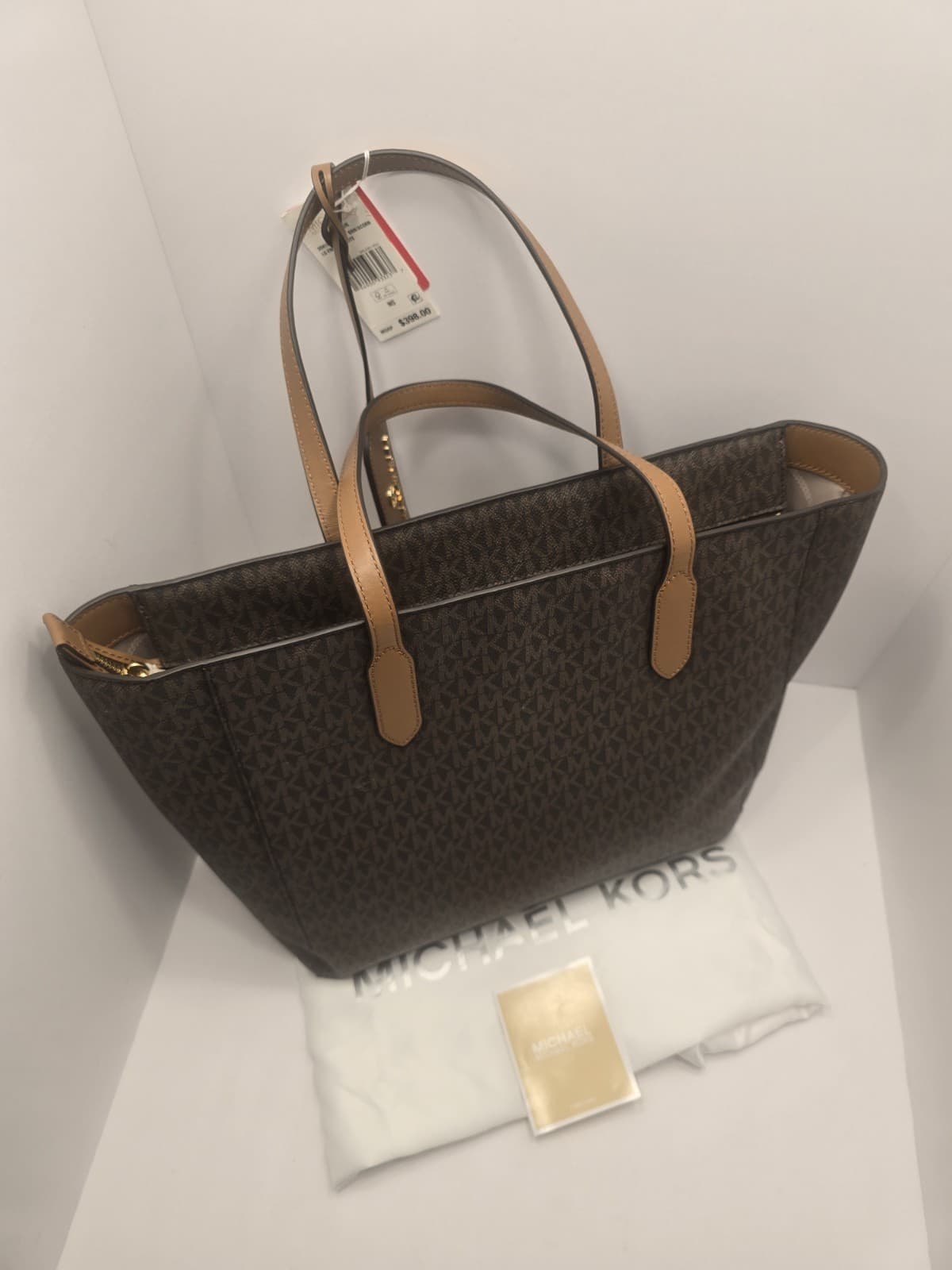 NEW MICHAEL Kors Sinclair Large Studded Logo Tote Brown/Acorn MSRP $398 - Thumbnail 14