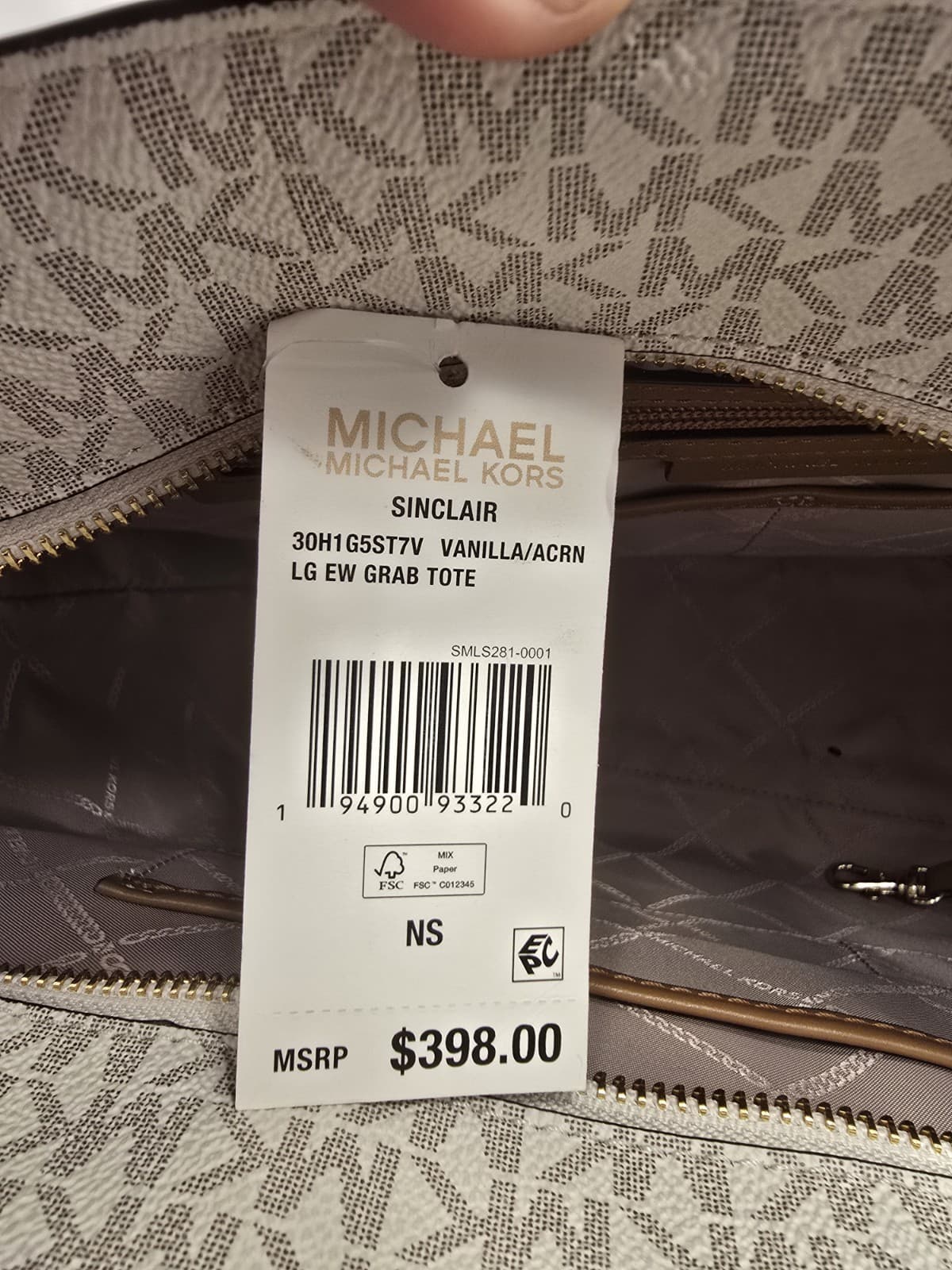 Michael Kors Logo Sinclair Large Leather East West Grab Tote With dust bag & tag - Thumbnail 2