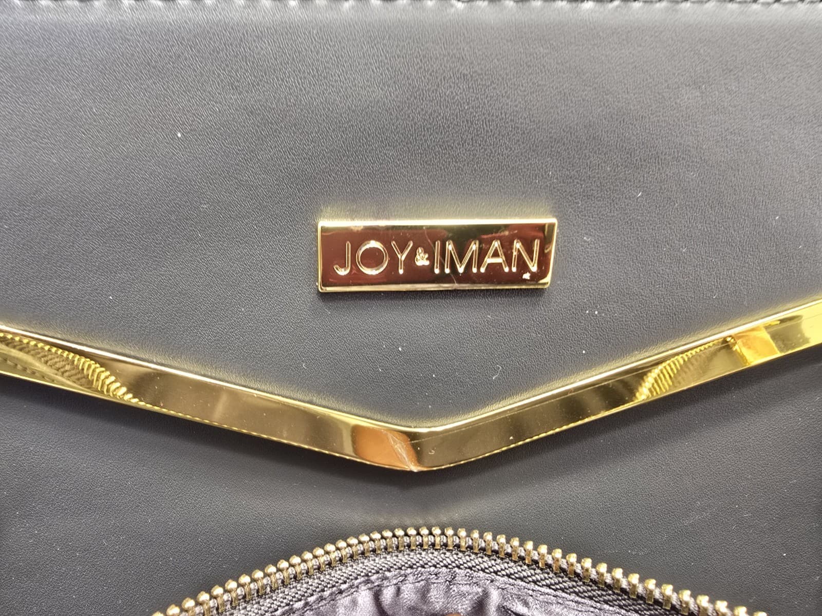 JOY & IMAN Couture Leather Satchel & Clutch with Velvet Detail-Grey - 2 BAGS SET - Thumbnail 10