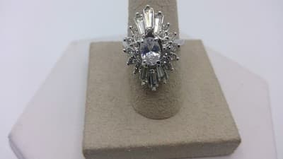 Synthetic Quartz Lady's Stone Ring Silver Stainless 6g (I-173) - Image 1