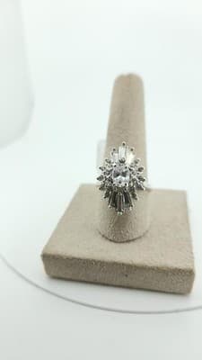 Synthetic Quartz Lady's Stone Ring Silver Stainless 6g (I-173) - Thumbnail 6