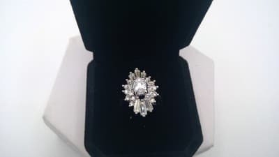 Synthetic Quartz Lady's Stone Ring Silver Stainless 6g (I-173) - Thumbnail 3