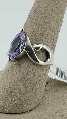 Purple Stone Lady's Silver & Stone Ring 925 Silver 3.04g Size:5 (GJE003549) - Thumbnail 9