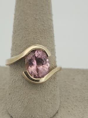 GRAND JEWELERS Pink Tourmaline Lady's Stone Ring 14K Yellow Gold 5.1g (I-346) - Thumbnail 4
