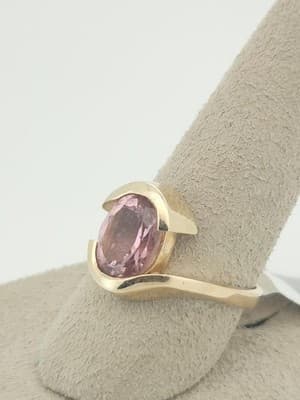 GRAND JEWELERS Pink Tourmaline Lady's Stone Ring 14K Yellow Gold 5.1g (I-346) - Image 1