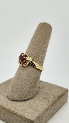 Synthetic Pink Tourmaline Lady's Stone & Diamond Ring 2 Diamonds .10 (GJE003499) - Thumbnail 7