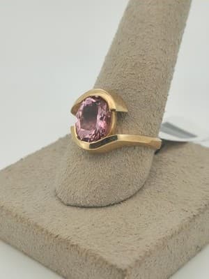 GRAND JEWELERS Pink Tourmaline Lady's Stone Ring 14K Yellow Gold 5.1g (I-346) - Thumbnail 6