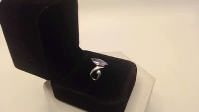 Purple Stone Lady's Silver & Stone Ring 925 Silver 3.04g Size:5 (GJE003549) - Thumbnail 4