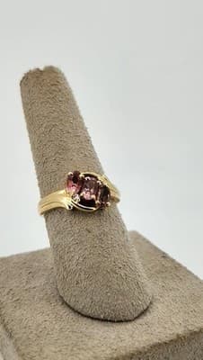 Synthetic Pink Tourmaline Lady's Stone & Diamond Ring 2 Diamonds .10 (GJE003499) - Thumbnail 6