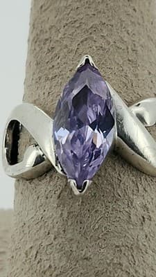 Purple Stone Lady's Silver & Stone Ring 925 Silver 3.04g Size:5 (GJE003549) - Thumbnail 7