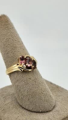 Synthetic Pink Tourmaline Lady's Stone & Diamond Ring 2 Diamonds .10 (GJE003499) - Thumbnail 9