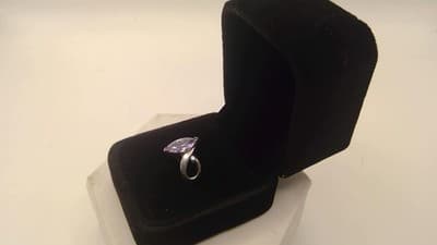 Purple Stone Lady's Silver & Stone Ring 925 Silver 3.04g Size:5 (GJE003549) - Thumbnail 3