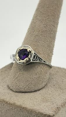 Amethyst Lady's Stone Ring 18K White Gold 2.17g Size:6.5 (GJE000170) - Thumbnail 5