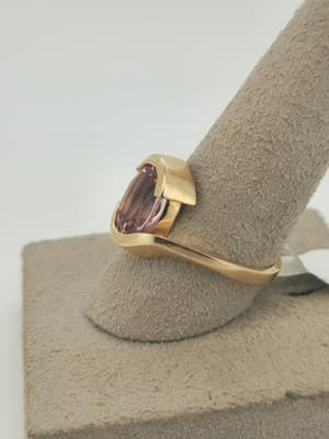 GRAND JEWELERS Pink Tourmaline Lady's Stone Ring 14K Yellow Gold 5.1g (I-346) - Thumbnail 7
