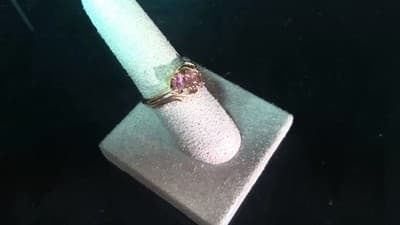 Synthetic Pink Tourmaline Lady's Stone & Diamond Ring 2 Diamonds .10 (GJE003499) - Thumbnail 3