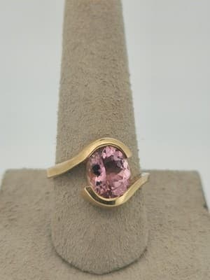 GRAND JEWELERS Pink Tourmaline Lady's Stone Ring 14K Yellow Gold 5.1g (I-346) - Thumbnail 9
