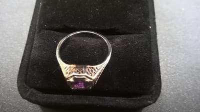 Amethyst Lady's Stone Ring 18K White Gold 2.17g Size:6.5 (GJE000170) - Thumbnail 4